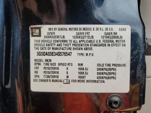 Photo 10 from auction – 2004 BUICK RENDEZVOUS with VIN 3G5DA03E34S576547
