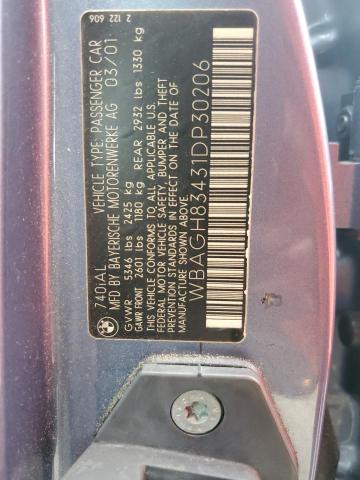 Photo 10 from auction – 2001 BMW 740 IL with VIN WBAGH83431DP30206