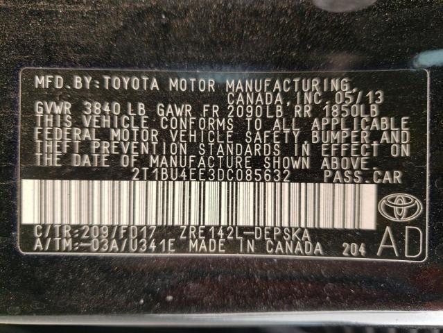 Photo 10 from auction – 2013 TOYOTA COROLLA BA with VIN 2T1BU4EE3DC085632