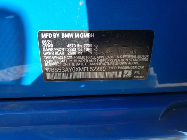 Photo 10 from auction – 2021 BMW M3 with VIN WBS53AY0XMFL52280