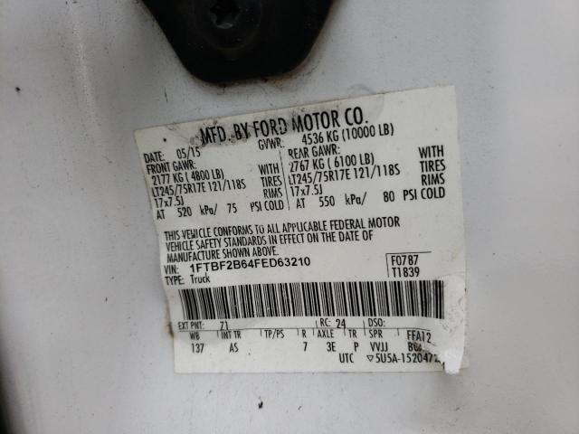 Photo 10 from auction – 2015 FORD F250 SUPER with VIN 1FTBF2B64FED63210