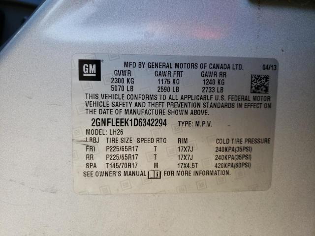 Photo 10 from auction – 2013 CHEVROLET EQUINOX LT with VIN 2GNFLEEK1D6342294