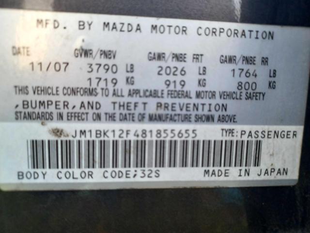 Photo 10 from auction – 2008 MAZDA 3 I with VIN JM1BK12F481855655