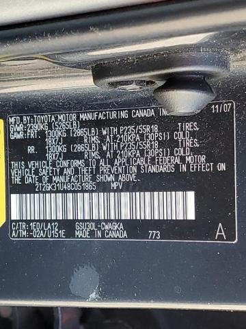 Photo 10 from auction – 2008 LEXUS RX 350 with VIN 2T2GK31U48C051865