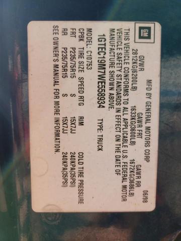 Photo 10 from auction – 1998 GMC SIERRA C15 with VIN 1GTEC19M7WE558934