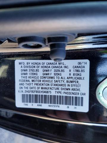 Photo 10 from auction – 2014 HONDA CIVIC EX with VIN 2HGFB2F85EH546875
