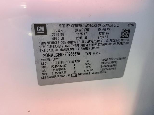 Photo 10 from auction – 2014 CHEVROLET EQUINOX LT with VIN 2GNALCEK3E6266576