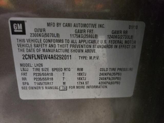 Photo 10 from auction – 2010 CHEVROLET EQUINOX LT with VIN 2CNFLNEW4A6292011