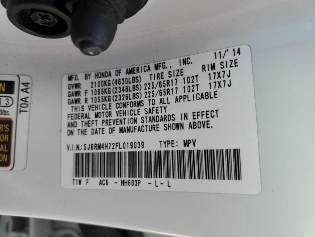 Photo 10 from auction – 2015 HONDA CR-V EXL with VIN 5J6RM4H72FL019039
