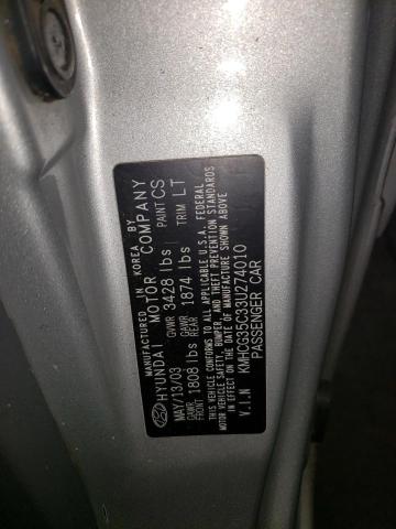 Photo 10 from auction – 2003 HYUNDAI ACCENT GL with VIN KMHCG35C33U274010