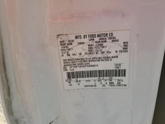 Photo 10 from auction – 2007 FORD F150 with VIN 1FTRF12W67NA59211