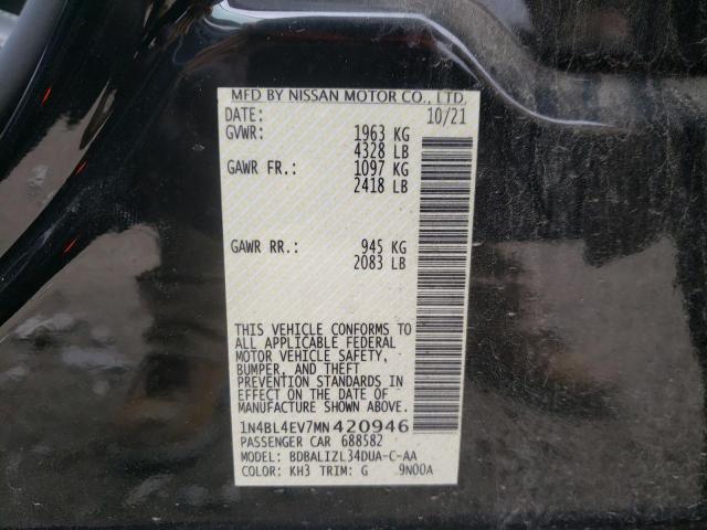 Photo 10 from auction – 2021 NISSAN ALTIMA SL with VIN 1N4BL4EV7MN420946