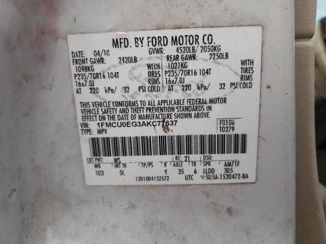Photo 10 from auction – 2010 FORD ESCAPE LIM with VIN 1FMCU0EG3AKC77637