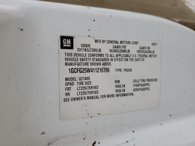 Photo 10 from auction – 2001 CHEVROLET EXPRESS G2 with VIN 1GCFG25W411216766