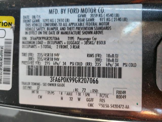 Photo 10 from auction – 2016 FORD FUSION TIT with VIN 3FA6P0K99GR207066