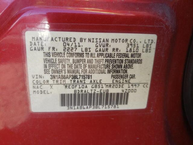 Photo 10 from auction – 2011 NISSAN SENTRA 2.0 with VIN 3N1AB6AP3BL715781