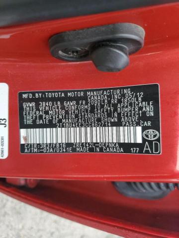 Photo 10 from auction – 2012 TOYOTA COROLLA BA with VIN 2T1BU4EE3CC862714
