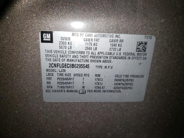 Photo 10 from auction – 2011 CHEVROLET EQUINOX LT with VIN 2CNFLGEC8B6295545