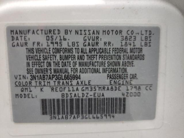 Photo 10 from auction – 2016 NISSAN SENTRA S with VIN 3N1AB7AP3GL665994