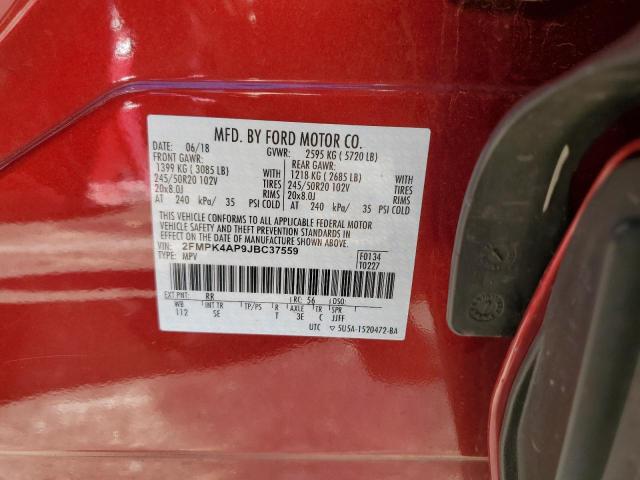 Photo 10 from auction – 2018 FORD EDGE SPORT with VIN 2FMPK4AP9JBC37559