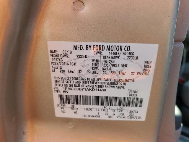 Photo 10 from auction – 2010 FORD ESCAPE XLT with VIN 1FMCU0D71AKD11480