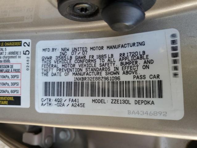 Photo 10 from auction – 2008 TOYOTA COROLLA CE with VIN 1NXBR32E88Z961096