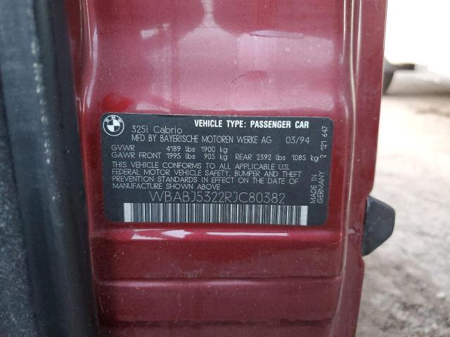 Photo 10 from auction – 1994 BMW 325 IC with VIN WBABJ5322RJC80382