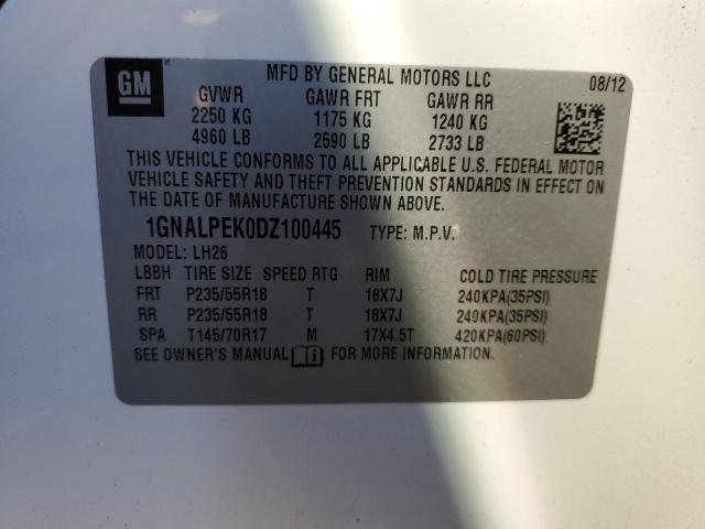 Photo 10 from auction – 2013 CHEVROLET EQUINOX LT with VIN 1GNALPEK0DZ100445