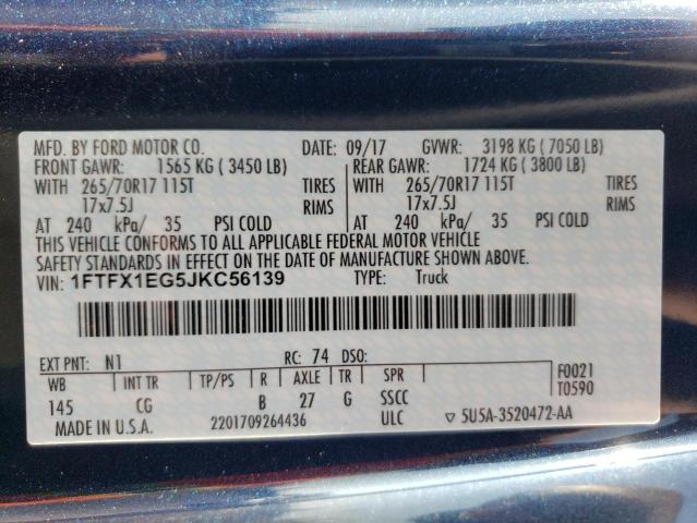 Photo 10 from auction – 2018 FORD F150 SUPER with VIN 1FTFX1EG5JKC56139
