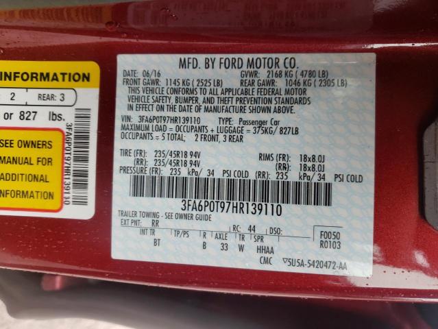 Photo 10 from auction – 2017 FORD FUSION SE with VIN 3FA6P0T97HR139110
