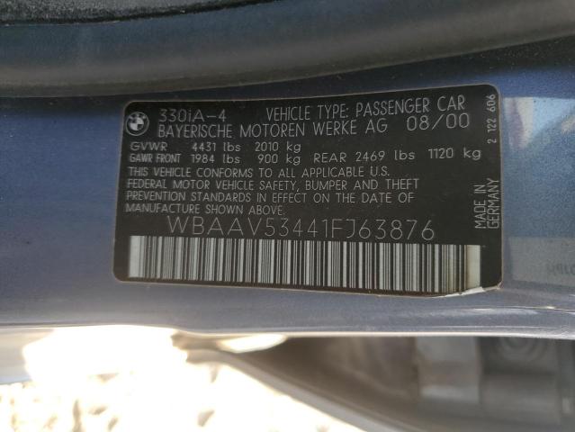 Photo 10 from auction – 2001 BMW 330 I with VIN WBAAV53441FJ63876