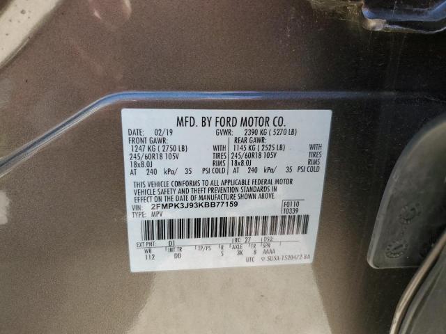 Photo 10 from auction – 2019 FORD EDGE SEL with VIN 2FMPK3J93KBB77159