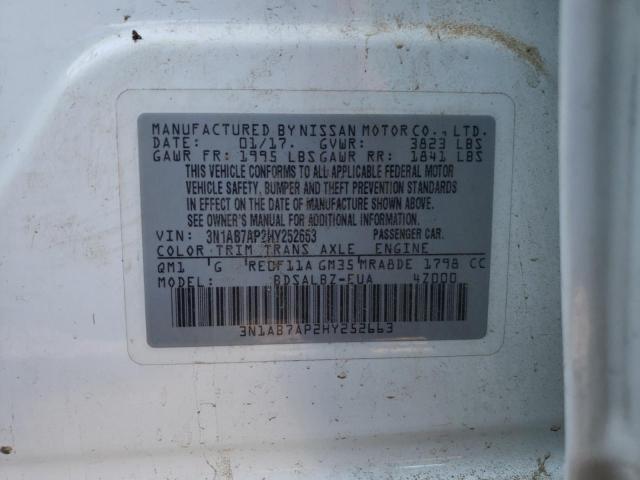 Photo 10 from auction – 2017 NISSAN SENTRA S with VIN 3N1AB7AP2HY252663
