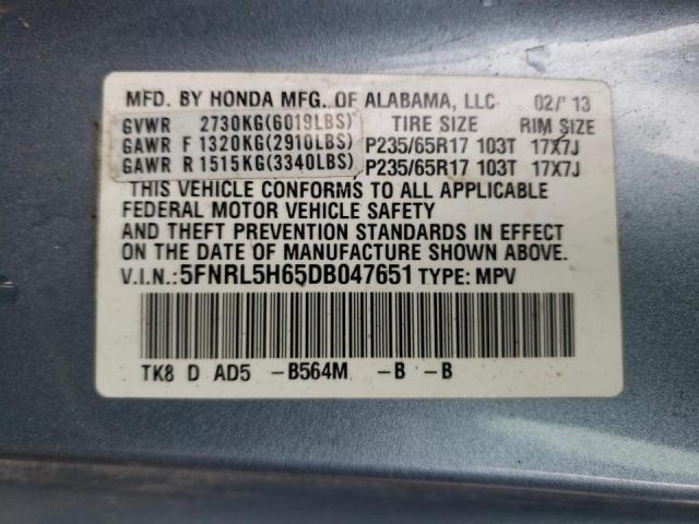 Photo 10 from auction – 2013 HONDA ODYSSEY EX with VIN 5FNRL5H65DB047651