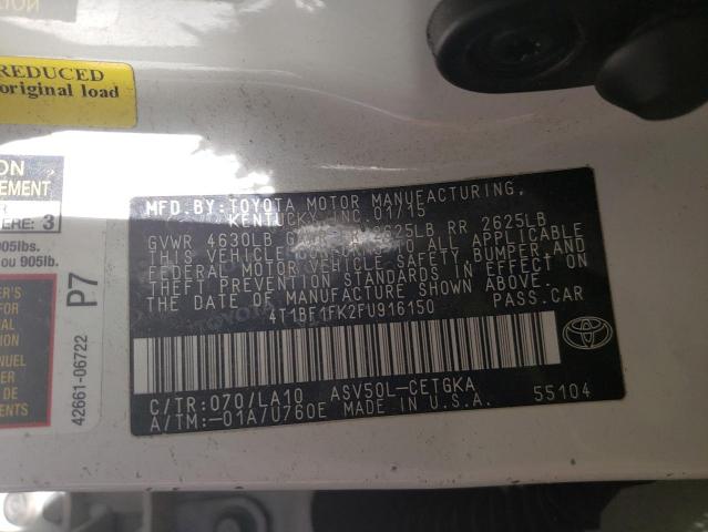 Photo 10 from auction – 2015 TOYOTA CAMRY LE with VIN 4T1BF1FK2FU916150