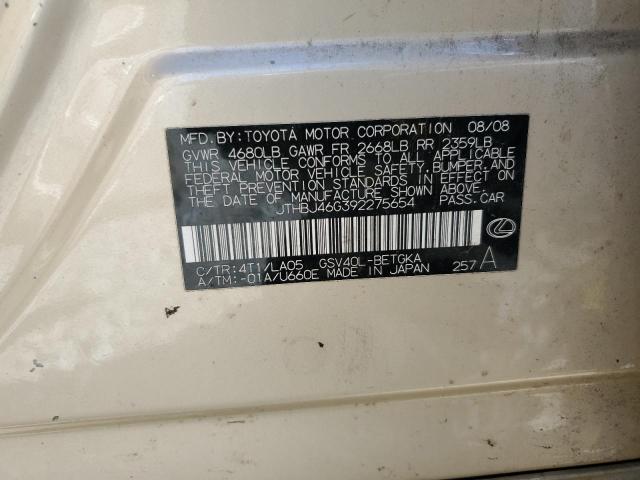 Photo 10 from auction – 2009 LEXUS ES 350 with VIN JTHBJ46G392275654