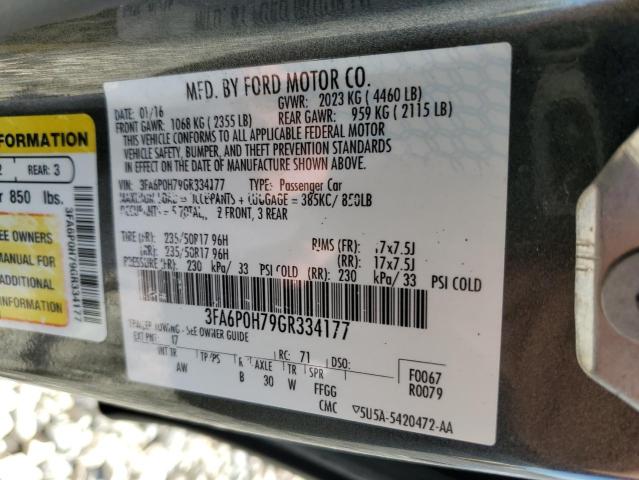 Photo 10 from auction – 2016 FORD FUSION with VIN 3FA6P0H79GR334177
