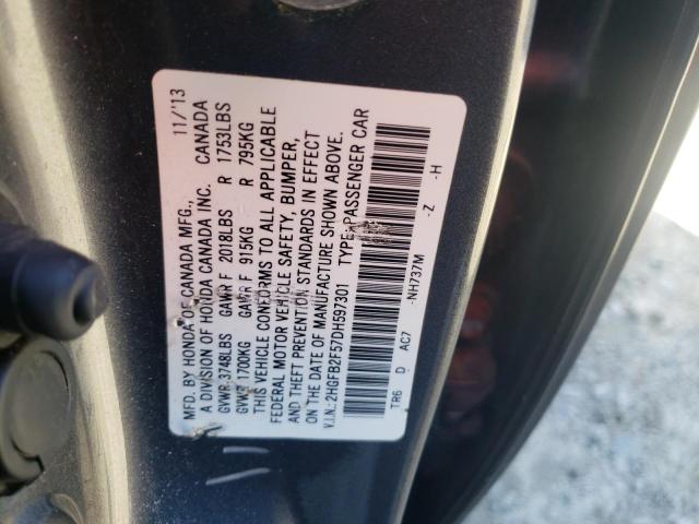 Photo 10 from auction – 2013 HONDA CIVIC LX with VIN 2HGFB2F57DH597301