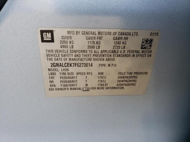 Photo 10 from auction – 2015 CHEVROLET EQUINOX LT with VIN 2GNALCEK7F6273614