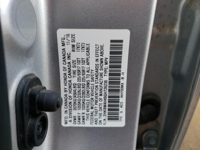 Photo 10 from auction – 2016 HONDA CR-V SE with VIN 2HKRM4H49GH726236