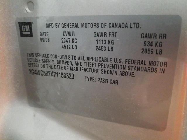 Photo 10 from auction – 2007 BUICK LACROSSE C with VIN 2G4WC582X71153323