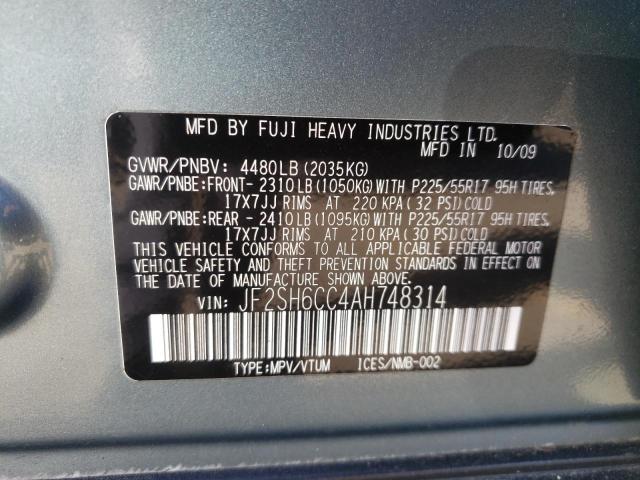 Photo 10 from auction – 2010 SUBARU FORESTER 2 with VIN JF2SH6CC4AH748314