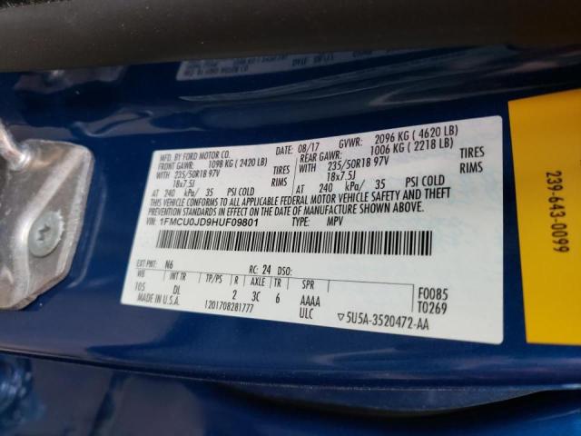 Photo 10 from auction – 2017 FORD ESCAPE TIT with VIN 1FMCU0JD9HUF09801
