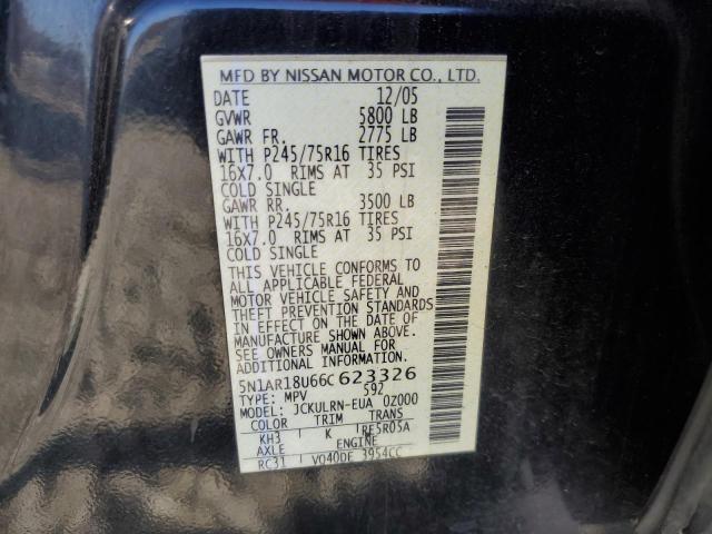 Photo 10 from auction – 2006 NISSAN PATHFINDER with VIN 5N1AR18U66C623326