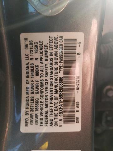 Photo 10 from auction – 2011 HONDA CIVIC LX with VIN 19XFA1F59BE008866