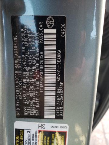 Photo 10 from auction – 2009 TOYOTA CAMRY with VIN 4T1BE46K89U920339