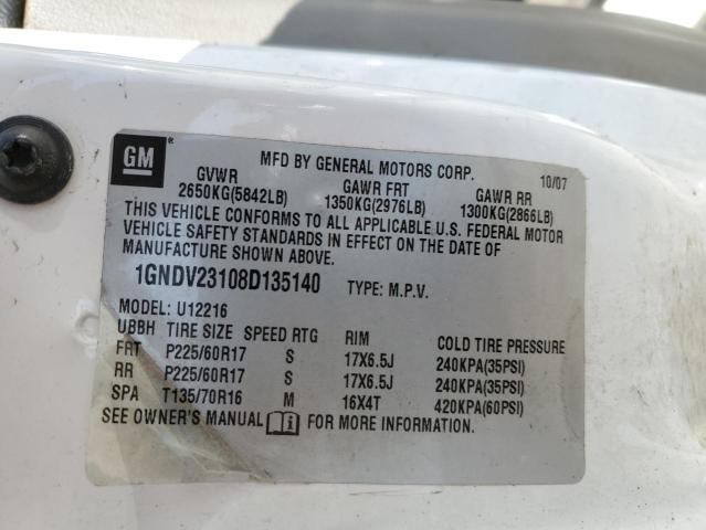 Photo 10 from auction – 2008 CHEVROLET UPLANDER L with VIN 1GNDV23108D135140