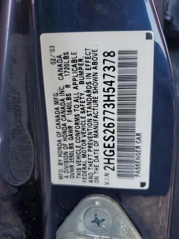 Photo 10 from auction – 2003 HONDA CIVIC EX with VIN 2HGES26773H547378