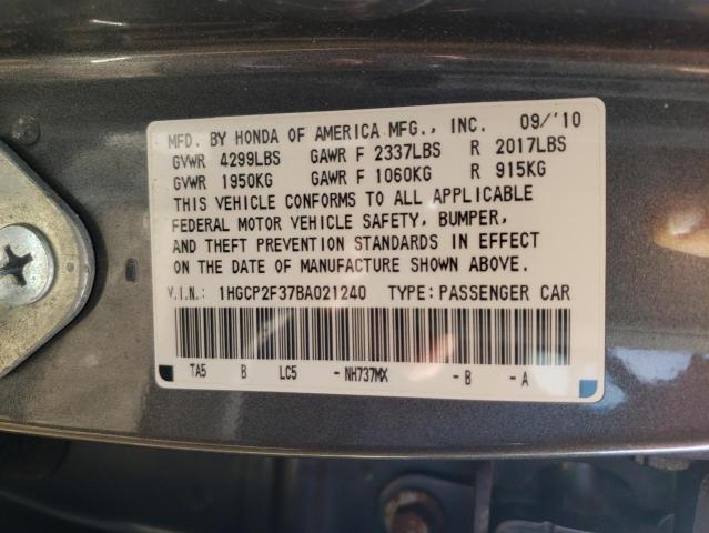 Photo 10 from auction – 2011 HONDA ACCORD LX with VIN 1HGCP2F37BA021240