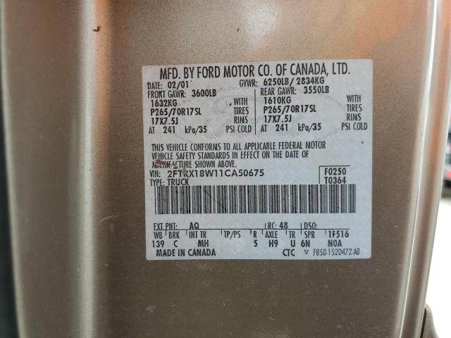 Photo 10 from auction – 2001 FORD F150 with VIN 2FTRX18W11CA50675